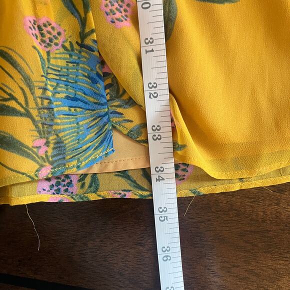 Madewell Sweetgrass Ruffle Sleeve Floral Mini Dress Painted Blooms Gold Size 2 - Picture 9 of 10